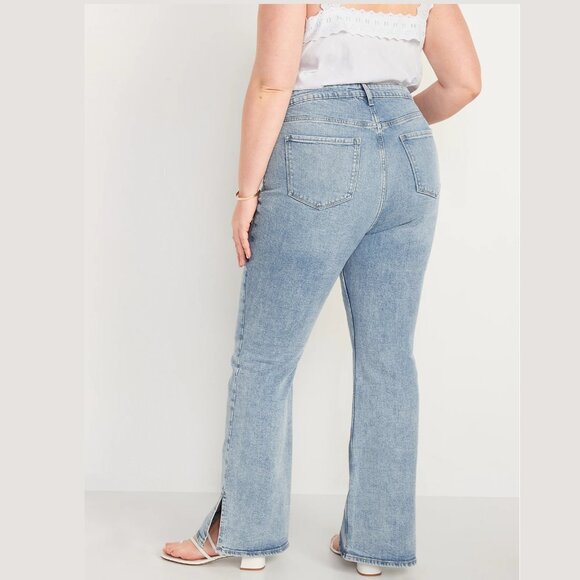 Old Navy Higher High Rise Flare Side Slit Secret Smooth Pockets Jeans Pants Rita - Picture 3 of 5